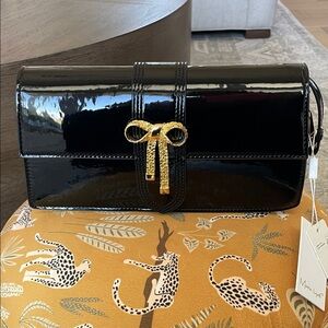 Patent Leather Gold Bow Clutch/Crossbody Bag